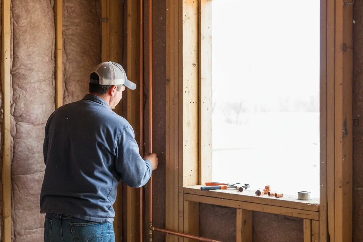 Licensed plumber running new copper supply lines in a Ridgeland home