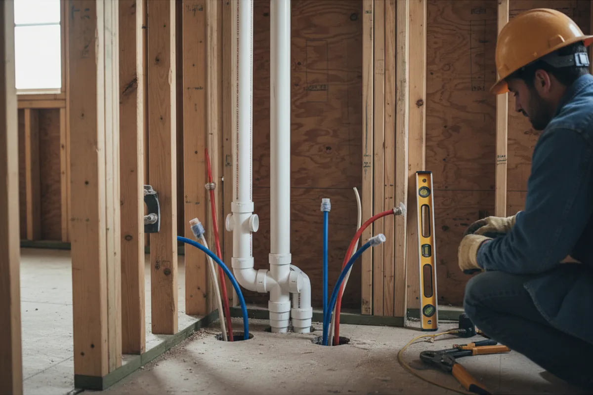 Drain and supply rough-in during Drain Cleaning in Ridgeland